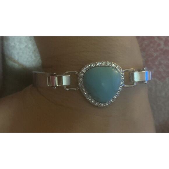 Lia Sophia Silver Tone And Turquoise Bracelet B727 - Picture 2 of 6